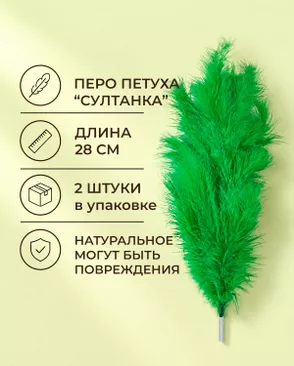 Перья петуха на проволоке "Султанка" дл.28 см 2шт арт. ППР-24-4-49351.004 Перья петуха на проволоке "Султанка" дл.28 см 2шт арт. ППР-24-4-49351.004