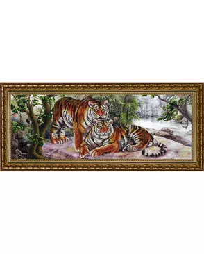 Рисунок на ткани (Бисер) КОНЁК Амурские тигры 25х65 см арт. МГ-47987-1-МГ0595288